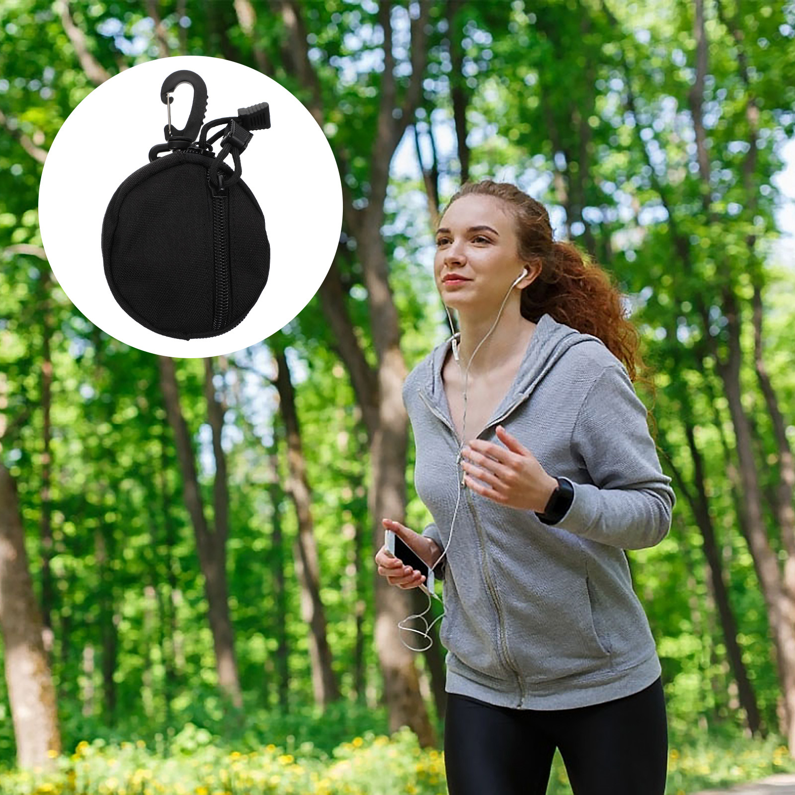 Sports Earphone Hook - Polyester Multi-Purpose Hanging Pouch with Hook