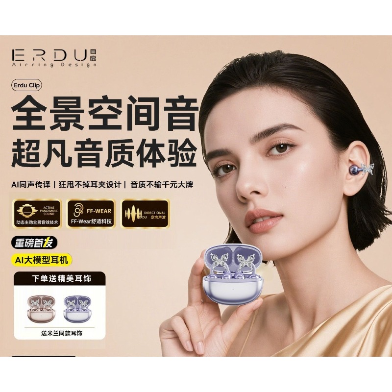 Erdu Ear Clip Wireless Earphon - Noise Cancelling Headphone recensie en prijs