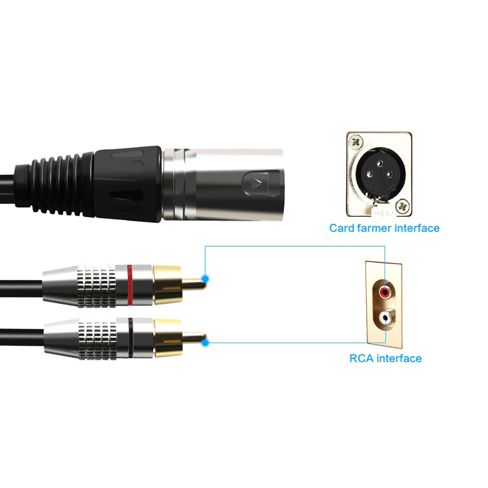 1 XLR Male to 2 RCA Male Plug  - Audio Splitter Y recensie en prijs