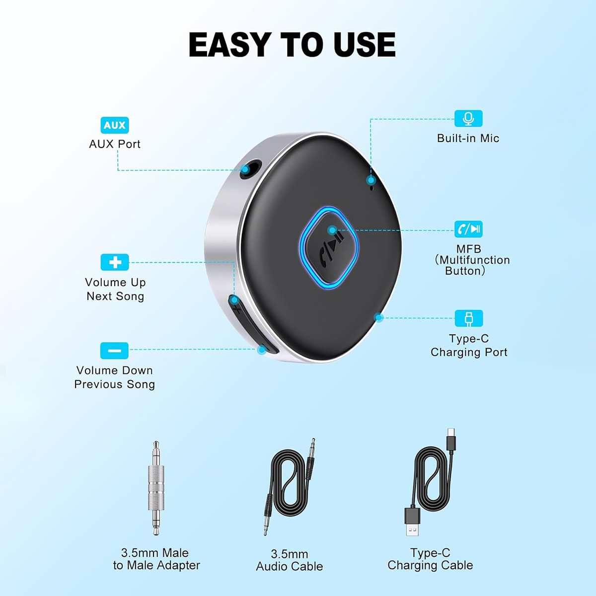 Car Bluetooth AUX Adapter, Min - Bluetooth Adapter Receiver recensie en prijs