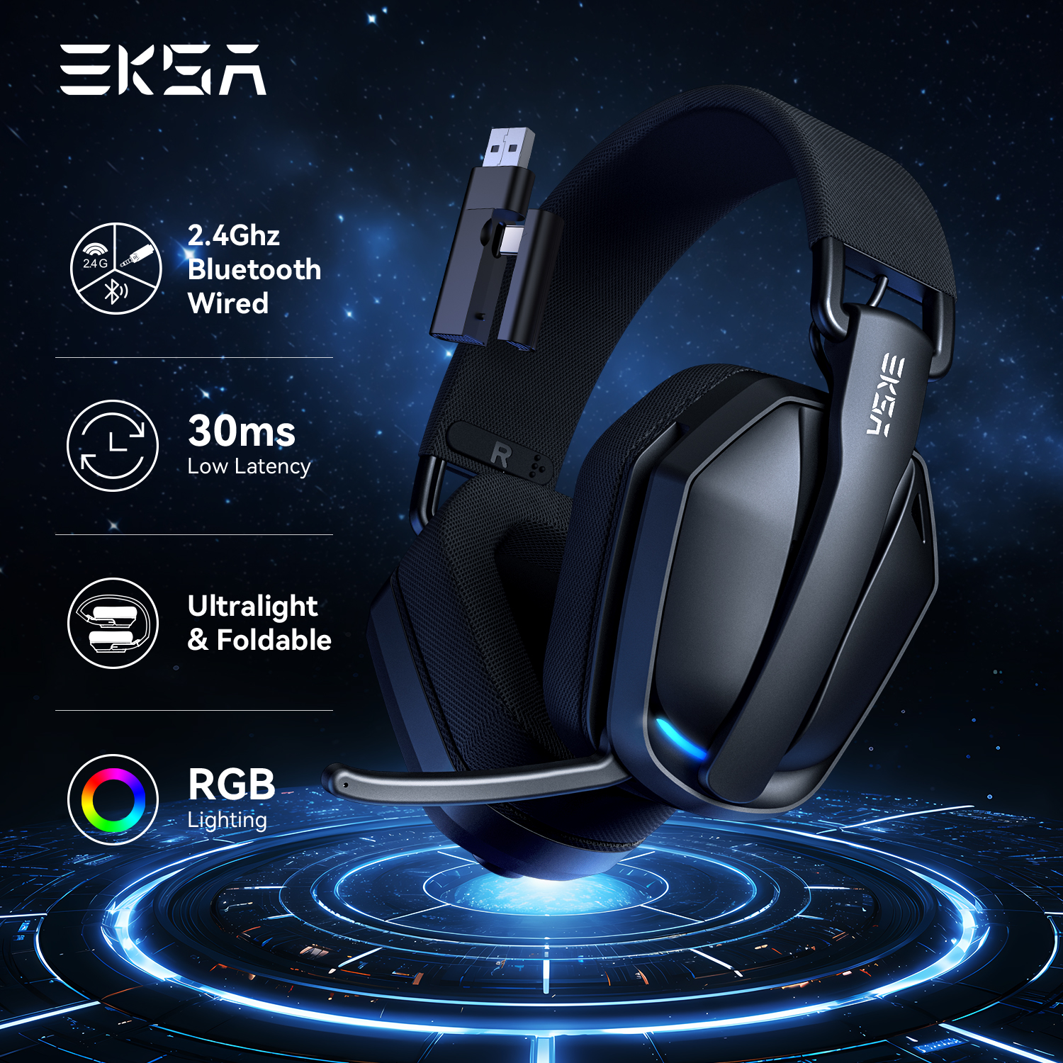 EKSA G19BT 2.4GHz Wireless Gam - Gaming Headset Rgb recensie en prijs