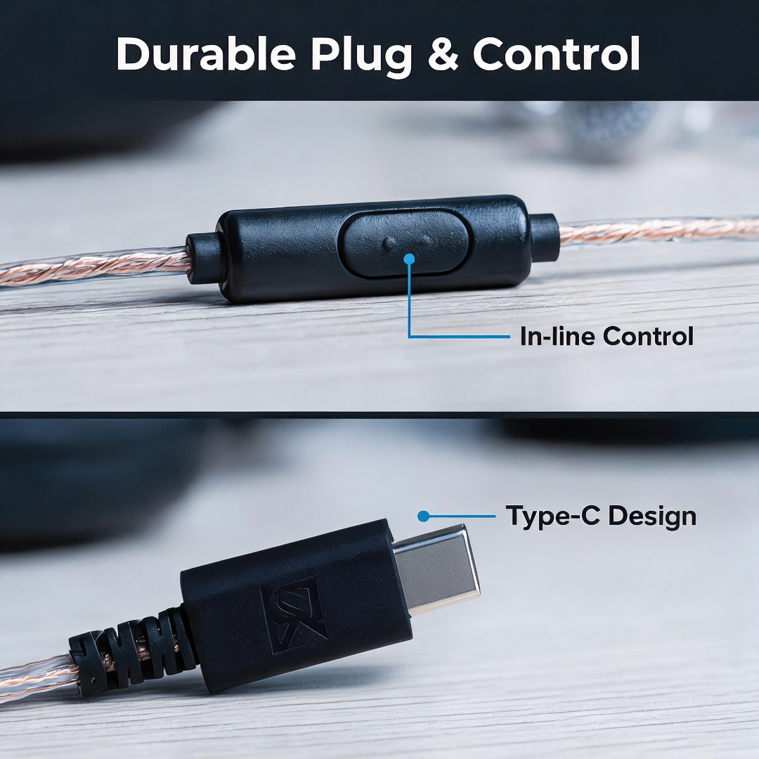 Type-C Wired Earbuds Retro Loo - Wired Earphone Mic recensie en prijs